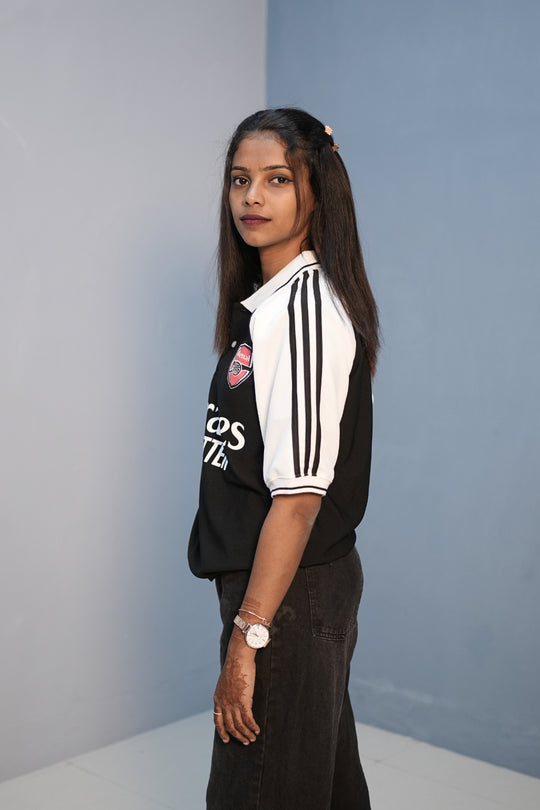 Unisex Oversized Five Sleeve Collar Neck EMIRATES Printed Tshirt -Black – alternate view – 7MAN India