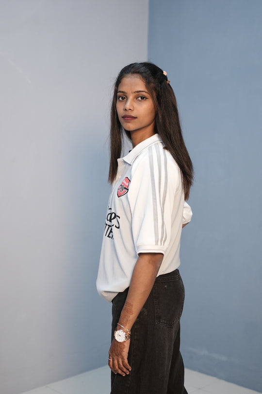 Unisex Oversized Five Sleeve Collar Neck EMIRATES Printed Tshirt -Ash – alternate view – 7MAN India