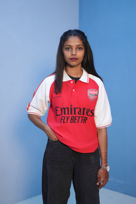 Unisex Oversized Five Sleeve Collar Neck EMIRATES Printed Tshirt -Red – 7MAN Men's Fashion India