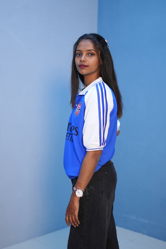 Unisex Oversized Five Sleeve Collar Neck EMIRATES Printed Tshirt -Blue – alternate view – 7MAN India