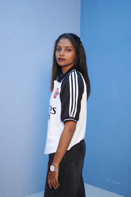 Unisex Oversized Five Sleeve Collar Neck EMIRATES Printed Tshirt -White – alternate view – 7MAN India