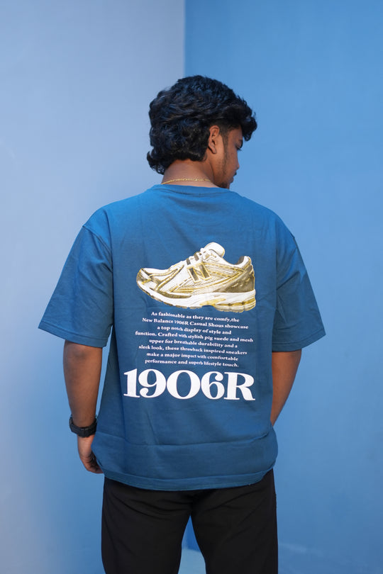 Unisex Oversized Five Sleeve Round Neck 1906R Printed Tshirt - Petrol blue – 7MAN Men's Fashion India