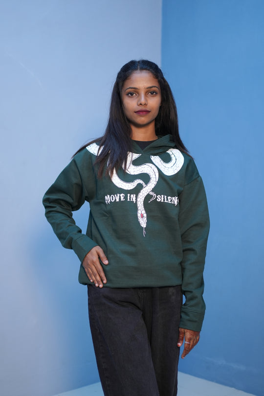 Unisex Full Sleeve Oversized Hoodie | SNACK Printed Streetwear – Bottle Green – 7MAN Men's Fashion India