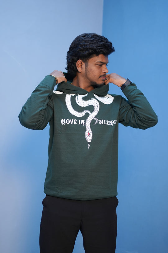Unisex Full Sleeve Oversized Hoodie | SNACK Printed Streetwear – Bottle Green – alternate view – 7MAN India