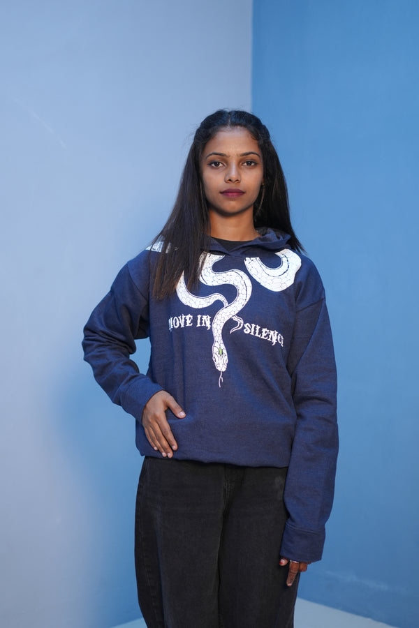 Unisex Full Sleeve Oversized Hoodie | SNACK Printed Streetwear – Navy Blue