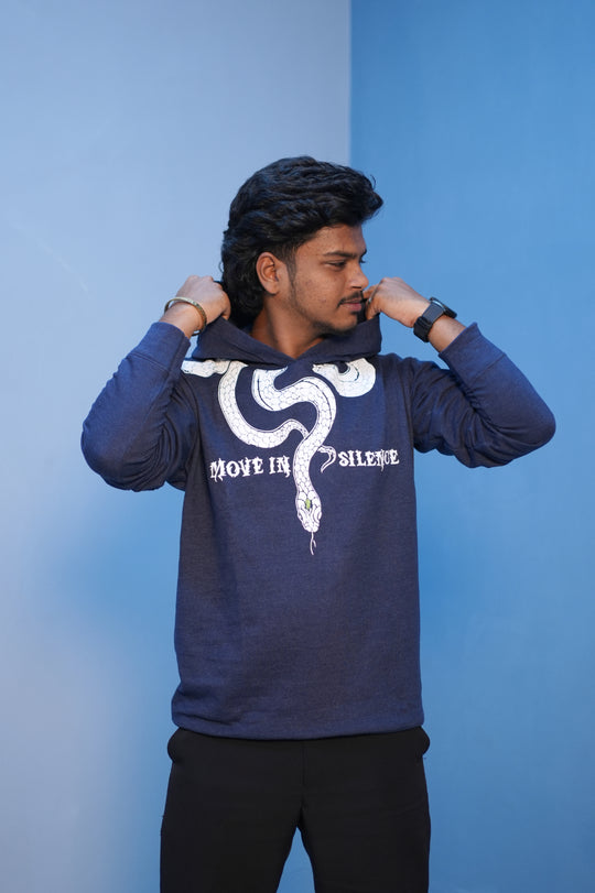 Unisex Full Sleeve Oversized Hoodie | SNACK Printed Streetwear – Navy Blue – alternate view – 7MAN India