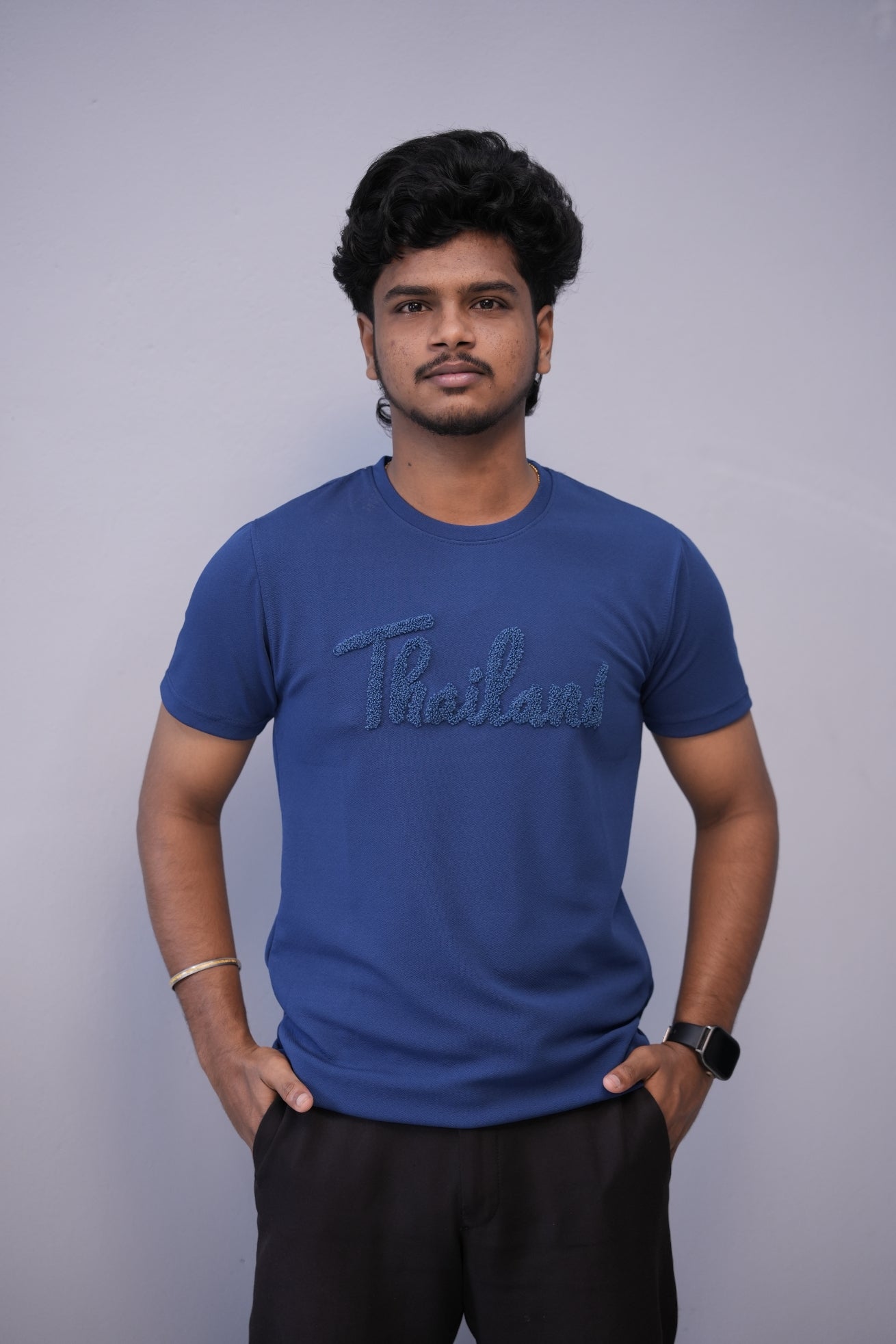 Short Sleeve Round Neck THAILAND Printed Tshirt for Men - Petrol Blue