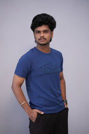 Short Sleeve Round Neck THAILAND Printed Tshirt for Men - Petrol Blue