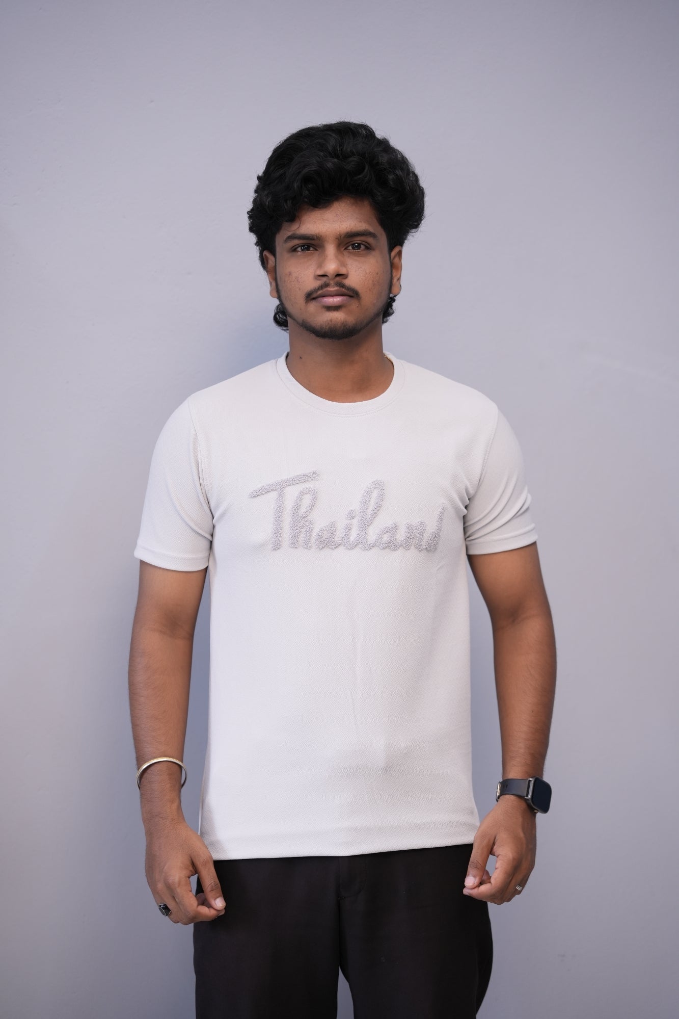 Short Sleeve Round Neck THAILAND Printed Tshirt for Men - Ash