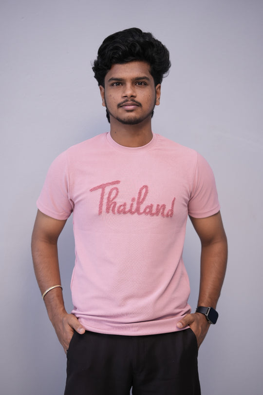 Short Sleeve Round Neck THAILAND Printed Tshirt for Men - Pink – 7MAN Men's Fashion India