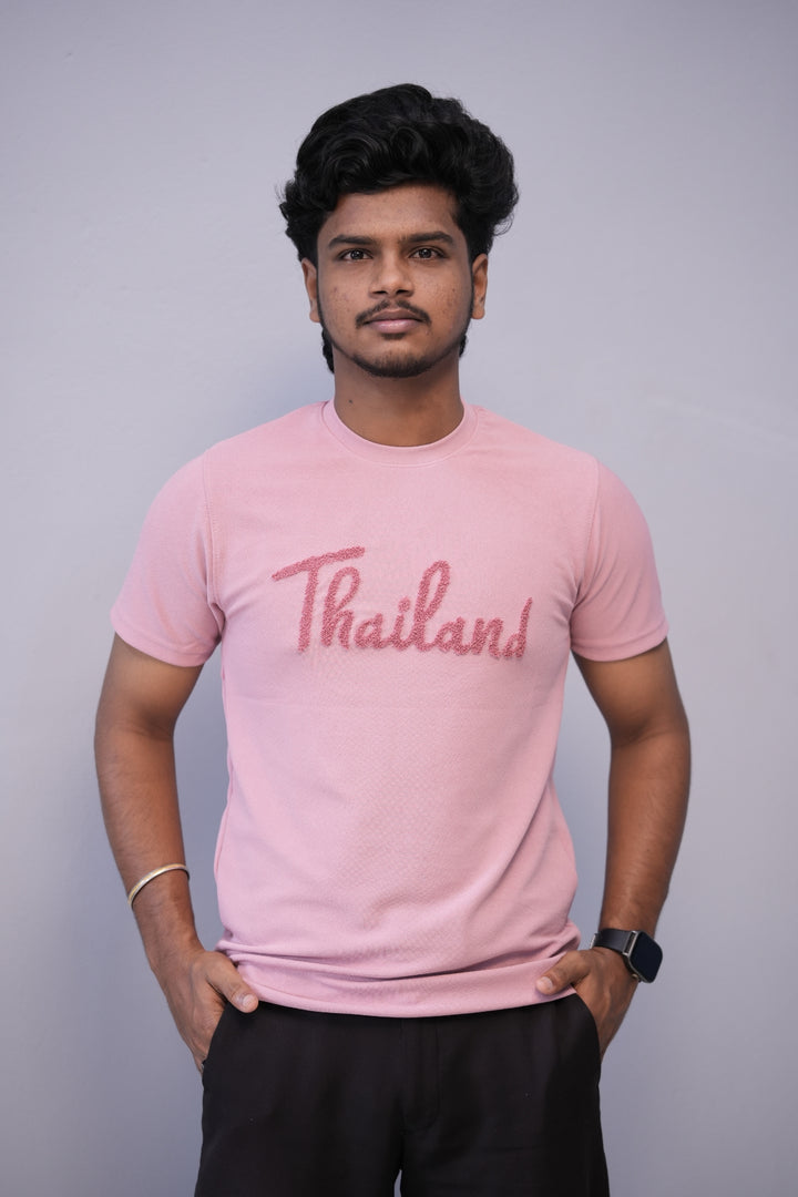 Short Sleeve Round Neck THAILAND Printed Tshirt for Men  Pink mens trending streetwear India 7Man