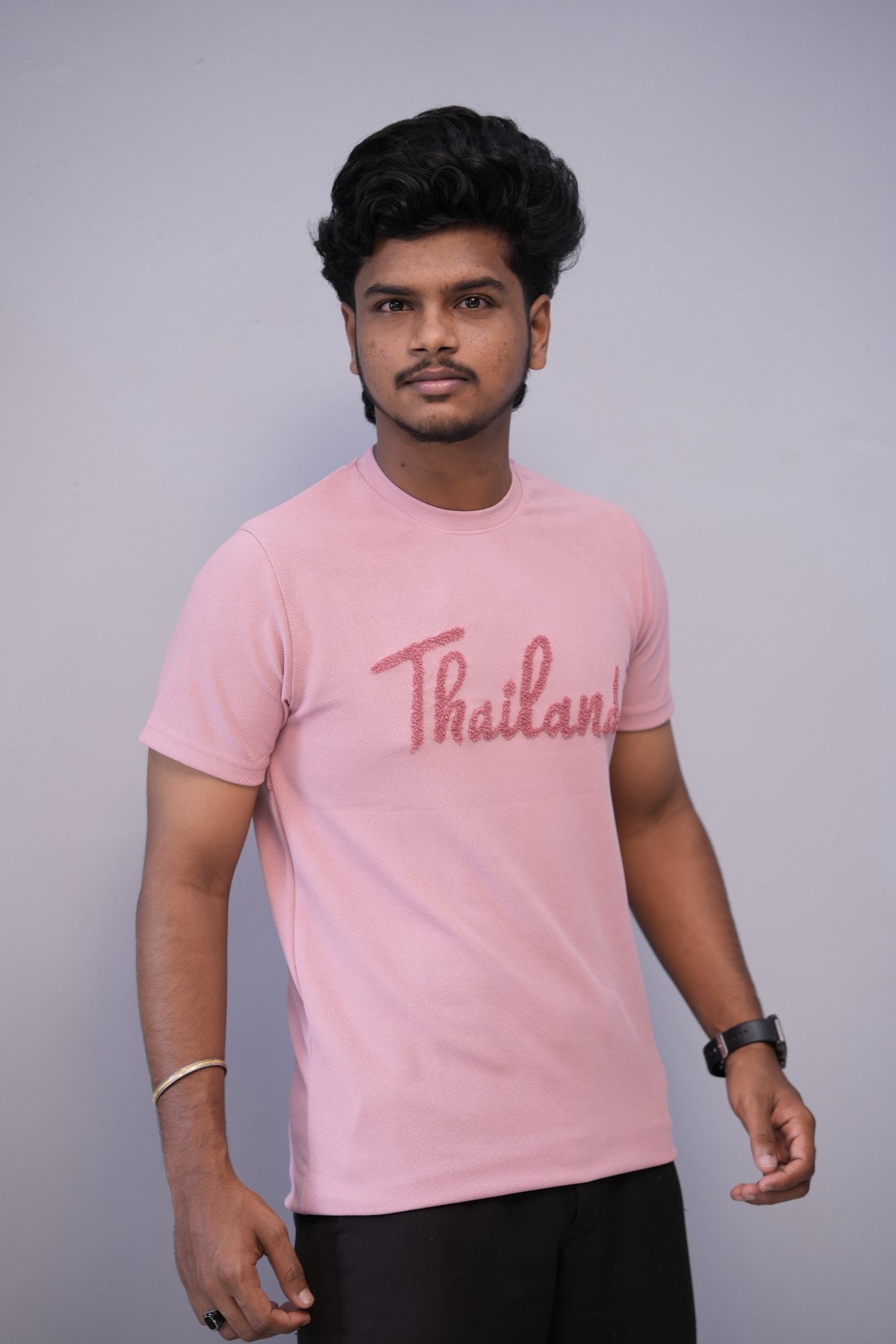 Short Sleeve Round Neck THAILAND Printed Tshirt for Men - Pink
