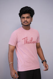 Short Sleeve Round Neck THAILAND Printed Tshirt for Men - Pink