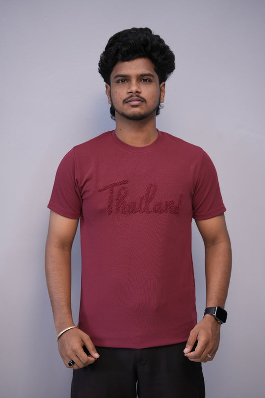 Short Sleeve Round Neck THAILAND Printed Tshirt for Men - Maroon – 7MAN Men's Fashion India