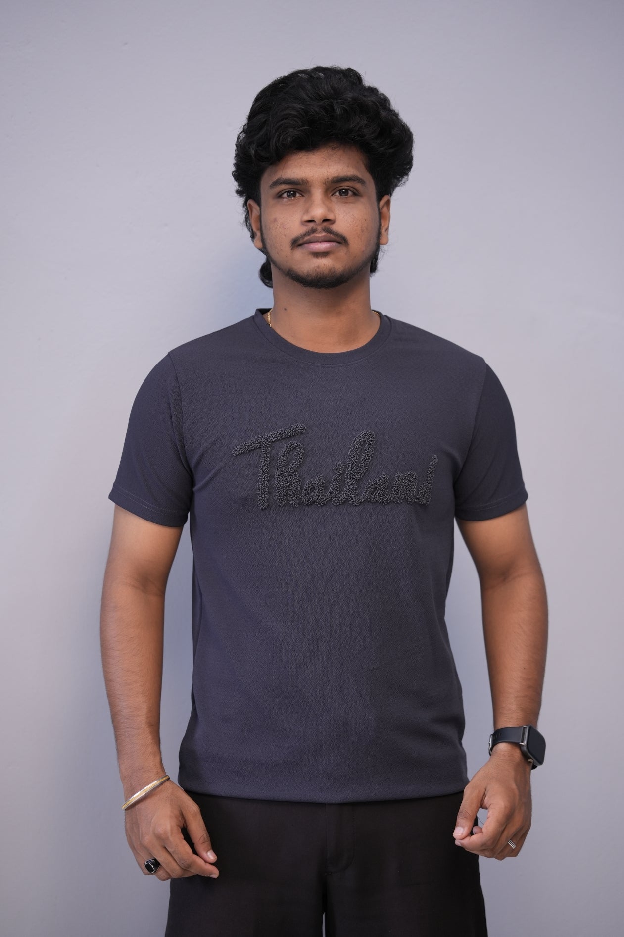 Short Sleeve Round Neck THAILAND Printed Tshirt for Men - Navy Blue