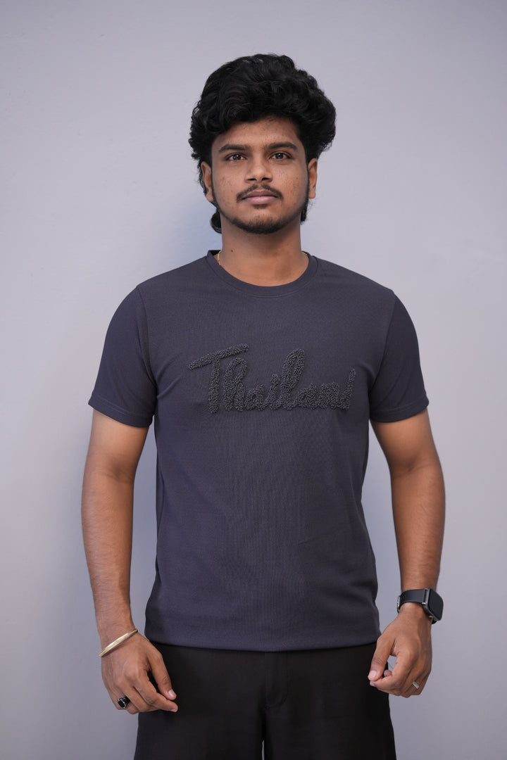 Short Sleeve Round Neck THAILAND Printed Tshirt for Men  Navy Blue mens trending streetwear India 7Man