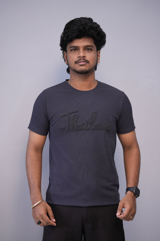 Short Sleeve Round Neck THAILAND Printed Tshirt for Men - Navy Blue