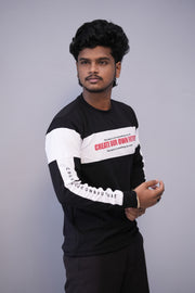 Men’s Full Sleeve Round Neck Tee – Premium Fit | CREATE YOUR OWN FUTURE - Black