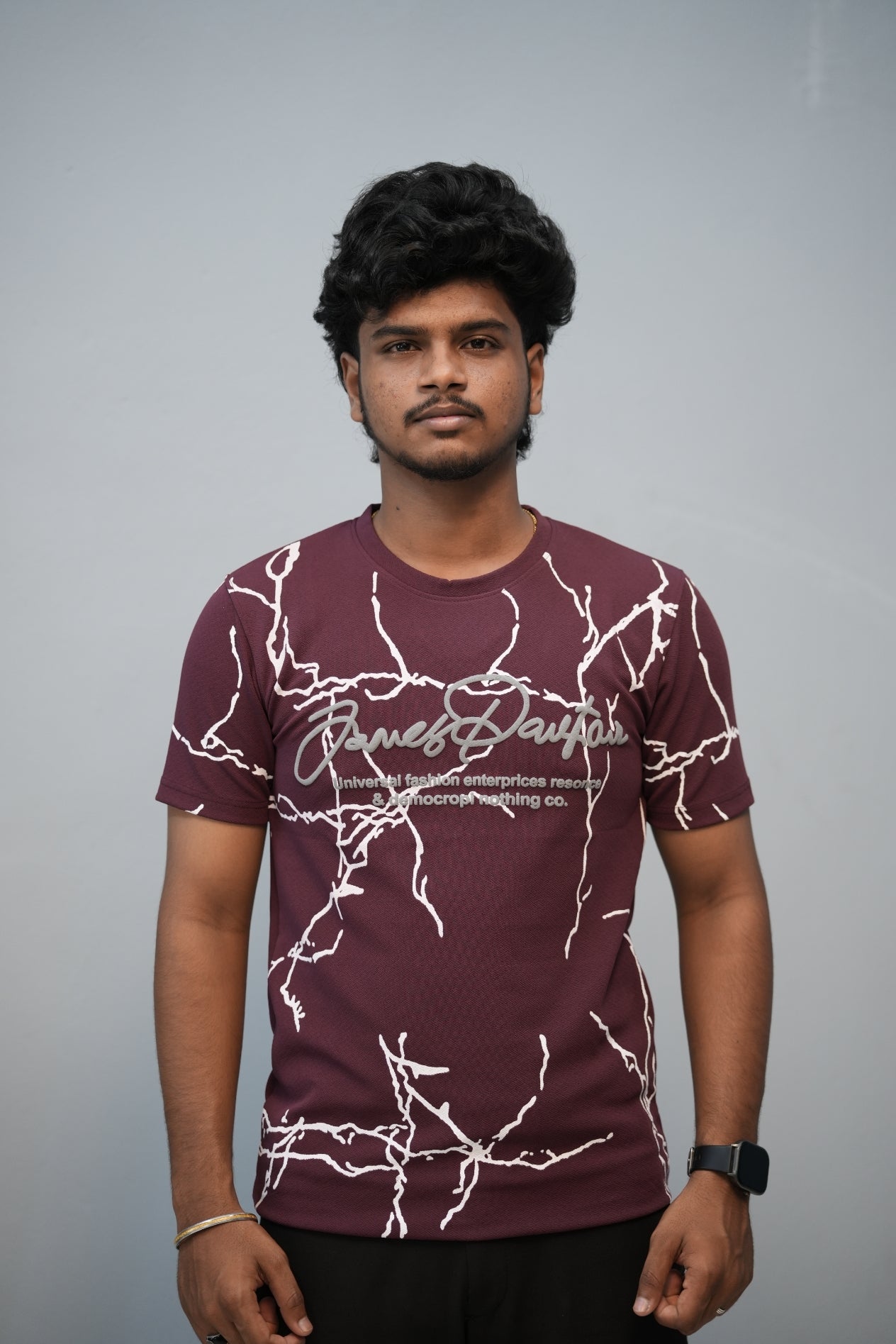 Men’s Graphic T-Shirt | Short Sleeve Round Neck Casual Fit - Maroon