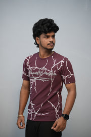 Men’s Graphic T-Shirt | Short Sleeve Round Neck Casual Fit - Maroon