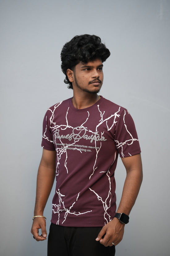 Men’s Graphic T-Shirt | Short Sleeve Round Neck Casual Fit - Maroon