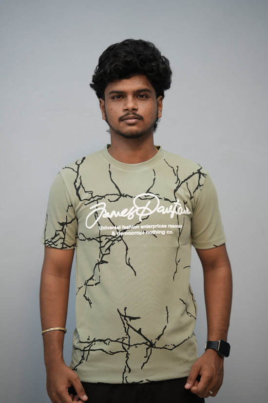 Men’s Graphic T-Shirt | Short Sleeve Round Neck Casual Fit - Pista Green