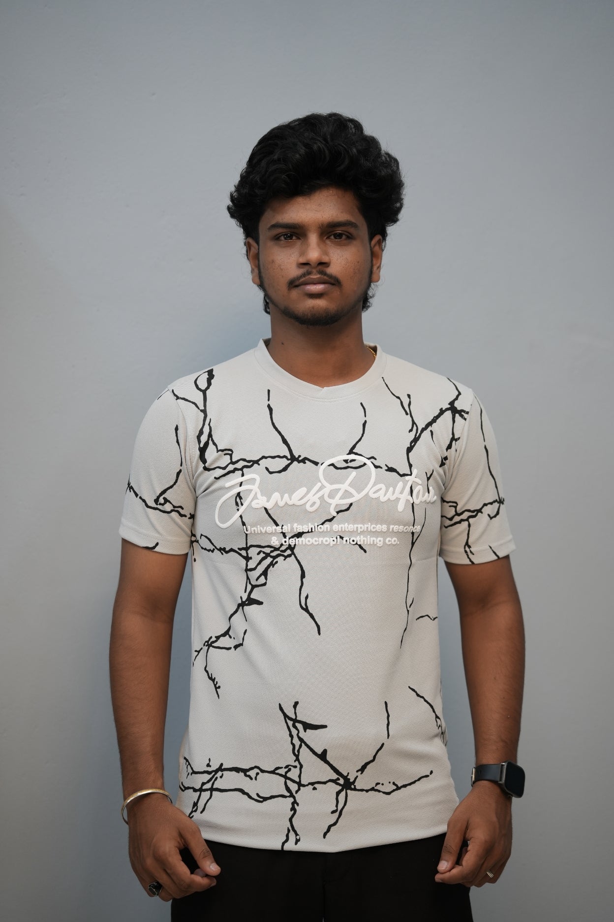 Men’s Graphic T-Shirt | Short Sleeve Round Neck Casual Fit - Ash