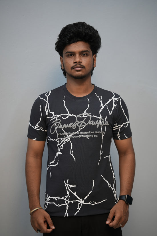 Men’s Graphic T-Shirt | Short Sleeve Round Neck Casual Fit - Grey