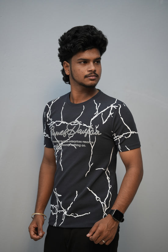 Men’s Graphic T-Shirt | Short Sleeve Round Neck Casual Fit - Grey