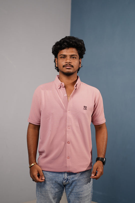 Men’s Half Sleeve 07 Lycra Shirt | Stretch Fit Casual Wear - Peach