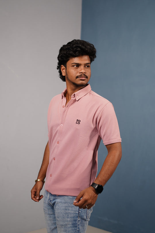 Men’s Half Sleeve 07 Lycra Shirt | Stretch Fit Casual Wear - Peach