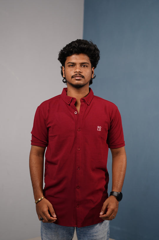 Men’s Half Sleeve 07 Lycra Shirt | Stretch Fit Casual Wear - Maroon – 7MAN Men's Fashion India