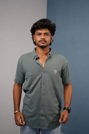 Men’s Half Sleeve 07 Lycra Shirt | Stretch Fit Casual Wear - Dark Grey