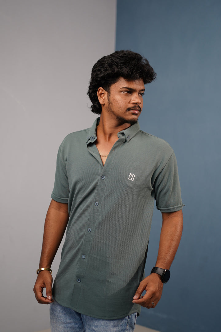 Mens Half Sleeve 07 Lycra Shirt  Stretch Fit Casual Wear  Dark Grey mens trending streetwear India 7Man