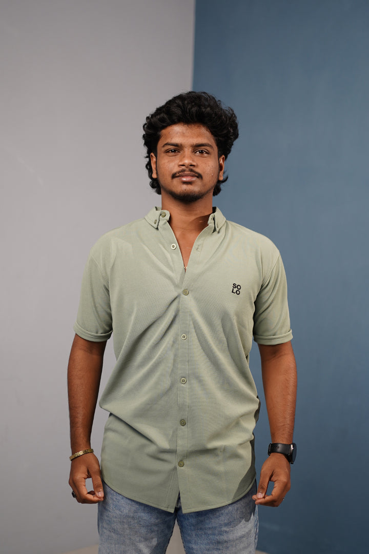 Mens Half Sleeve 07 Lycra Shirt  Stretch Fit Casual Wear  Pista Green mens trending streetwear India 7Man