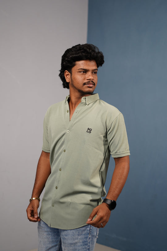 Men’s Half Sleeve 07 Lycra Shirt | Stretch Fit Casual Wear - Pista Green