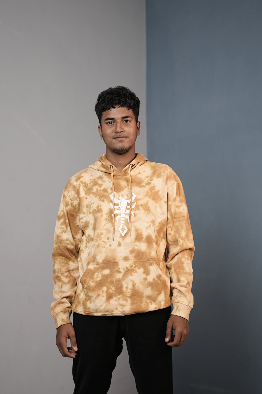 Mens Full Sleeve TieDie Scorpio Printed HoodieOrange mens trending streetwear India 7Man