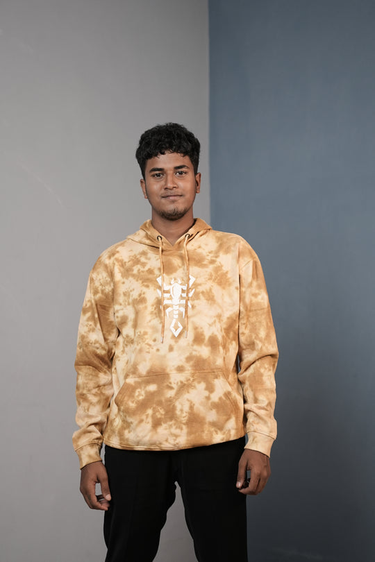 Men’s Full Sleeve Tie-Die Scorpio Printed Hoodie-Orange – 7MAN Men's Fashion India