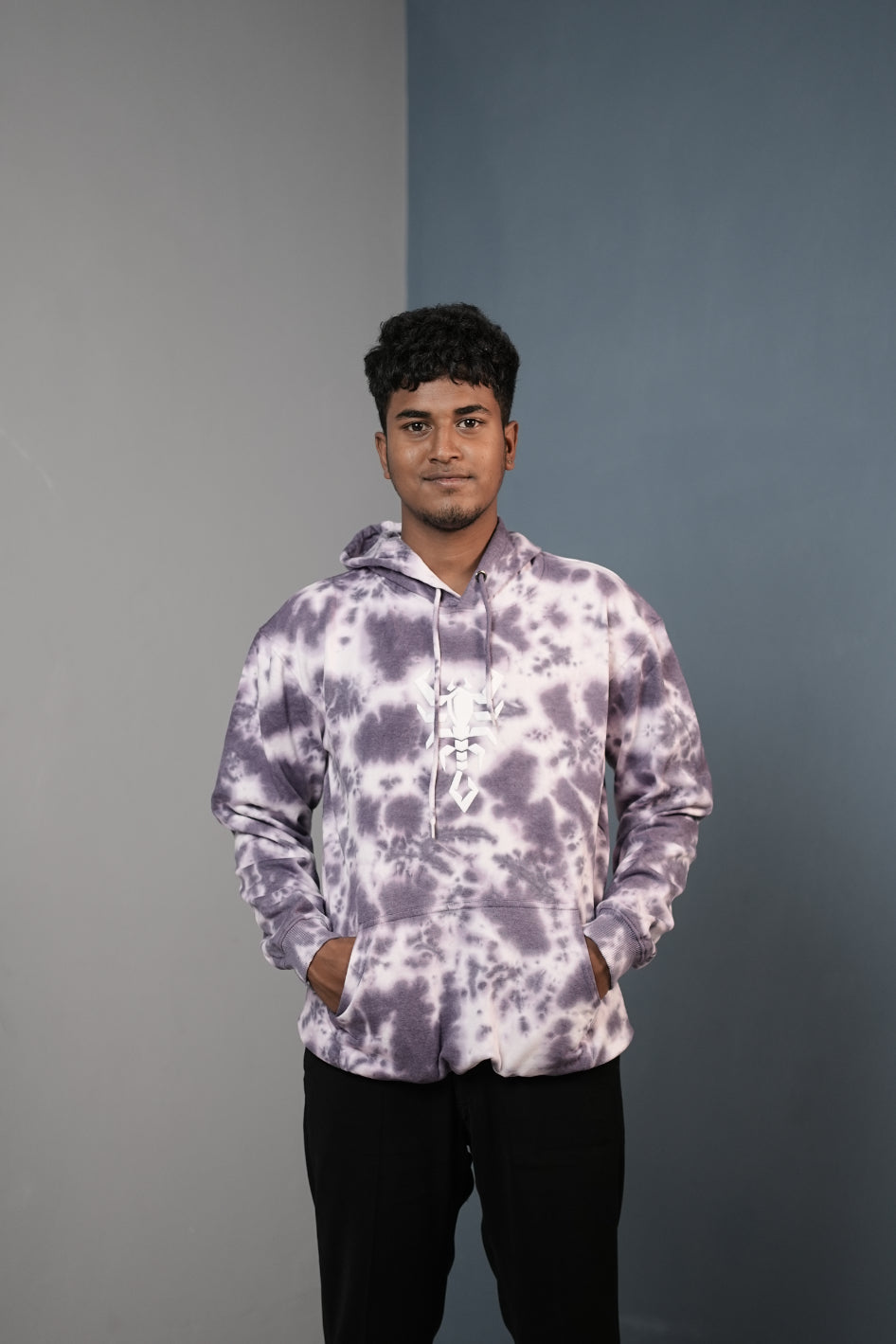 Mens Full Sleeve TieDie Scorpio Printed HoodieViolet mens trending streetwear India 7Man