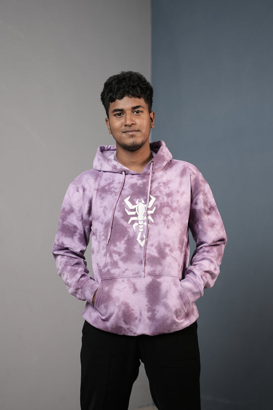 Mens Full Sleeve TieDie Scorpio Printed HoodiePink mens trending streetwear India 7Man
