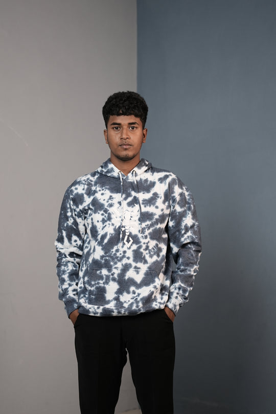 Men’s Full Sleeve Tie-Die Scorpio Printed Hoodie- Dark Grey – 7MAN Men's Fashion India