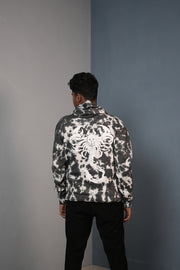 Men’s Full Sleeve Tie-Die Scorpio Printed Hoodie-Black