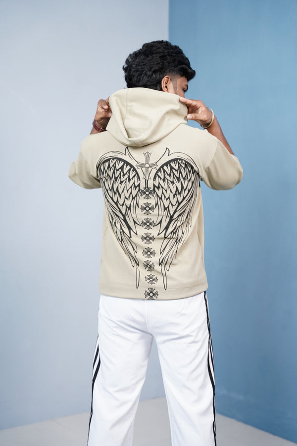 Five Sleeve WINGS Print Hoodie for Men - Sandle