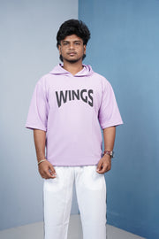 Five Sleeve WINGS Print Hoodie for Men - Lavendar