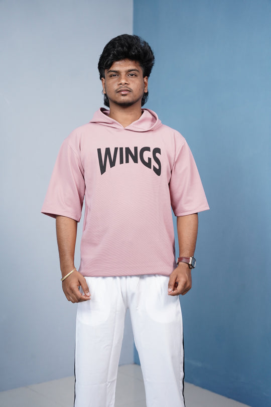 Five Sleeve WINGS Print Hoodie for Men - Pink – alternate view – 7MAN India