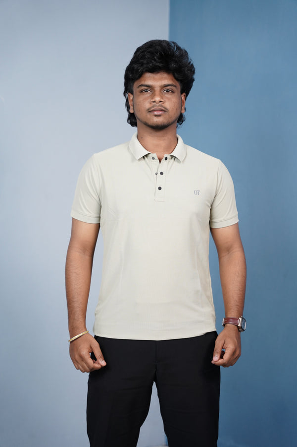 Short Sleeve Collar Neck Button Style 07 Polo Tshirt for Men -Sandal