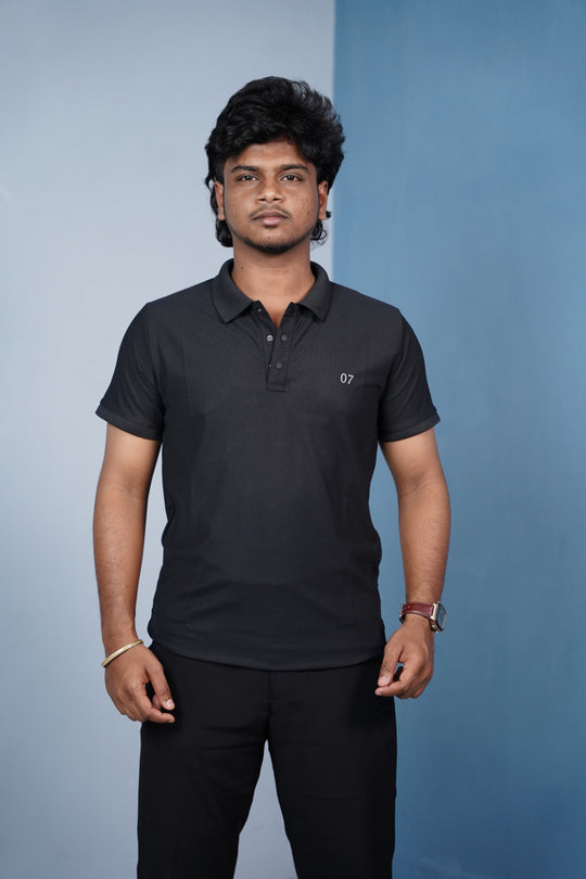 Short Sleeve Collar Neck Button Style 07 Polo Tshirt for Men -Black – 7MAN Men's Fashion India