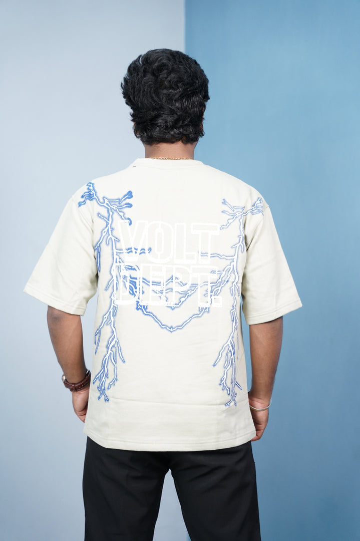 Volt Dept Lightning Back Print Five Sleeve Oversized T-Shirt – Streetwear Trend-Sandle