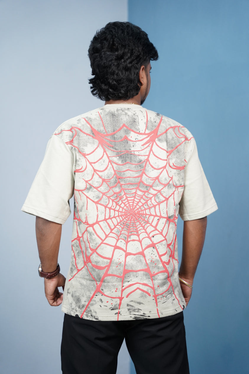 HOOKED Back Print Oversized Five Sleeve T-Shirt for Men | Streetwear Style-Sandle