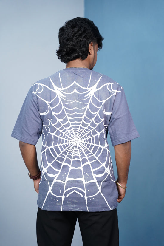 HOOKED Back Print Oversized Five Sleeve T-Shirt for Men | Streetwear Style- Violet